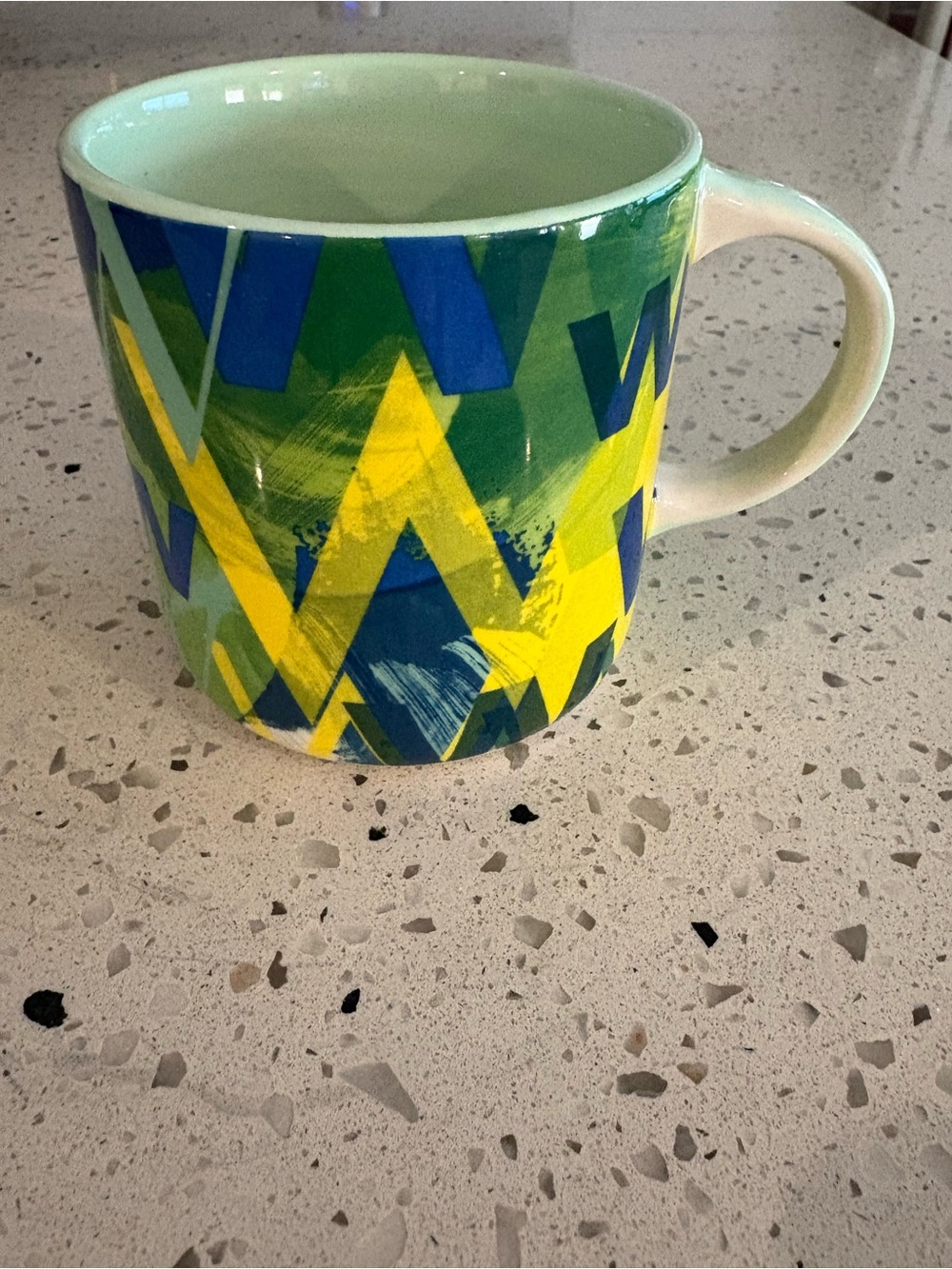 Anthropologie Ceramic Mug Letter W in Green, Lime & Yellow